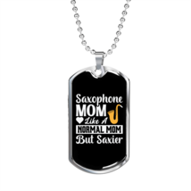 Musician Necklace Saxophone Mom Necklace Stainless Steel or 18k Gold Dog Tag 24 - £37.32 GBP+
