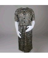Vintage Dress Suit Set Womens Sz 16 Brown Spotted 50s Wiggle Peplum Jack... - €76,89 EUR