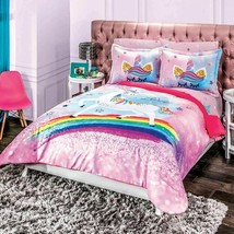 Unicorn Horse Decoration Comforter Bedroom Queen Girls Gift Pink Rainbow 3 Pcs - £87.04 GBP