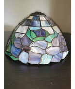Tiffany Style Stain Glass Lampshade Purple &amp; Blue 9&quot; Wide - $163.04 CAD
