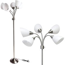 Adesso 7205-22 Multi-White Shade Floor Lamp, Adjustable Gooseneck Arms, Silver - $80.99