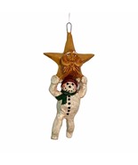 Hanging Snowman Gold Star Face  Ornament Handmade Vintage 1996 Eclectic ... - $296.93 MXN