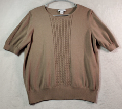 The Tog Shop Sweater Womens Size Large Green Knit Cotton Short Sleeve Round Neck - £11.27 GBP