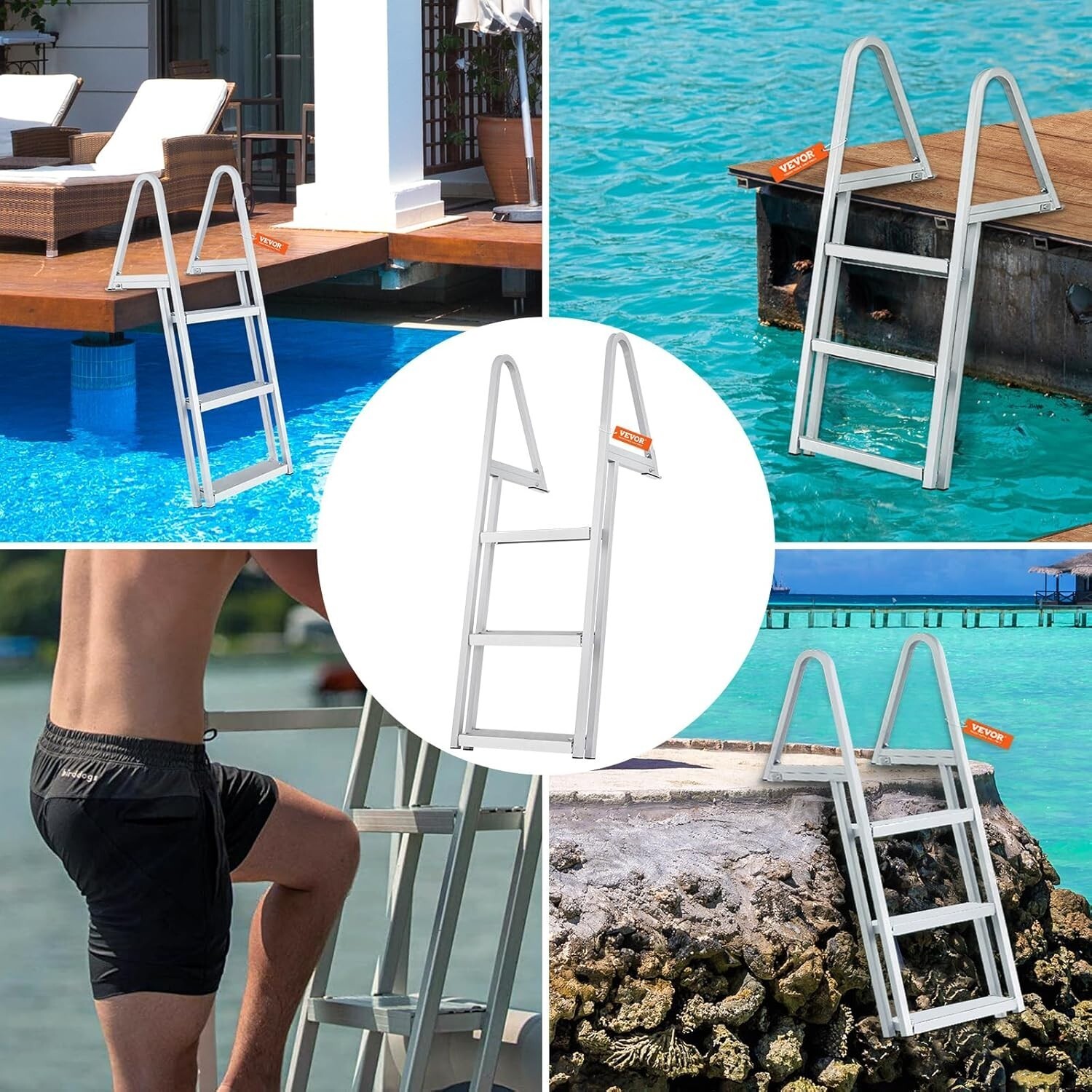 VEVOR Removable Dock Ladder 3 Step 350LB Load Capacity with Nonslip Design Item image 3
