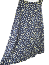 Vintage Maggie Lawrence Women&#39;s Navy Floral Lightweight Textured Midi Sk... - $14.99