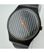 Vintage 1985 Swatch Quartz Watch Pinstripe GA102 Men Analog ~ For Parts ... - $45.61 CAD