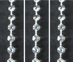 71&quot; Crystal Glass Octagon 12MM Bead Wedding Garland Sliver Bowtie Chain Supply - £7.28 GBP