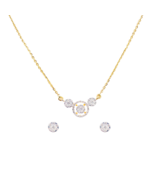 22ct Yellow Gold Ladies Sparkly Halo 18.5 Inch Necklace &amp; Stud Earrings Set - $1,519.40