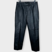 MASSINI black high waisted genuine leather straight leg pants size 10 - £45.46 GBP