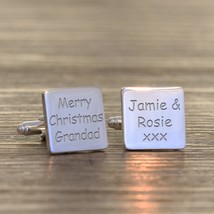 Personalised Gift Merry Christmas Grandad Mens Cufflinks, Christmas Gift For Him - £12.61 GBP