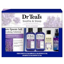 Dr Teal&#39;s Lavender Soothe &amp; Sleep Full Regimen 5-piece Gift Set (Epsom S... - £34.47 GBP