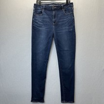 American Eagle Jeans Womens 16 Hi Rise Jegging Super Stretch Blue Denim Distress - £22.06 GBP