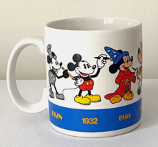 Vintage Mickey Mouse Coffee Mug Applause Mickey Mouse Through The Ages 1928-1990 - £7.45 GBP