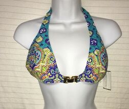 Trina Turk Corsica Halter Top Bikini Swim Turquoise US SZ 8 New $88 - $58.41