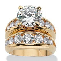 PalmBeach Jewelry 6.09 TCW Cubic Zirconia Gold-Plated Bridal Ring Set - £35.82 GBP