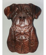 Handmade Carved Wood Wall Décor - Dog Wearing Suspenders - $425.19 MXN