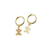 Anyco Earrings Gold Plated Punk Geometric Initials ME Label Stud For Women  - £17.08 GBP