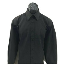 Eddie Domani Men&#39;s Black Dress Shirt Regular Cuffs Pocket Size 15.5 32/33 - £10.16 GBP