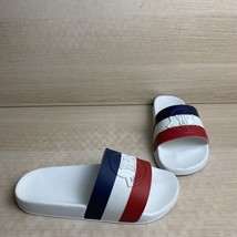 Moncler White Striped Basile Rubber Slide Sandals Men’s Size 40 - £80.45 GBP