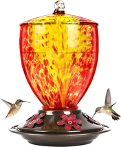 BOLITE 21003RD Hummingbird Feeders for Outdoors, Hand Blown Glass, 30 Ounce, 5 F - £22.18 GBP