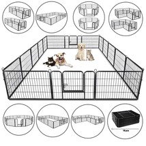 24&quot; Heavy Duty Metal Dog Cat Exercise Fence Playpen Kennel 16 Panel Safe For Pet - £139.19 GBP