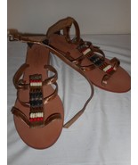 EUC Beaded Bronze Womens Size 8 Sandal 1 1/4&quot; heel - $442.09 MXN
