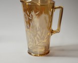 Vintage JEANNETTE Iridescent Carnival Glass COSMOS Pattern Pitcher With ... - $28.50