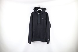 Vintage Champion Mens Size Medium Faded Spell Out Hoodie Sweatshirt Black - $49.45