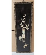 WINTAGE WOOD FOUR BLACK LACQUER FLOWERS OF PEARL &amp; JADE F... - $2,500.00
