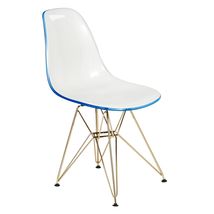 LeisureMod Cresco Dining Chair Molded Acrylic with Gold Metal Eiffel Bas... - $58.29