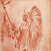 1891 Big Medicine Man Red Plate Print Victorian Indian Wars History Anti... - $556.04 MXN
