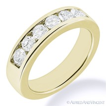 Round Cut Forever ONE D-E-F Moissanite 14k Yellow Gold 7-Stone Band Wedding Ring - £582.90 GBP+