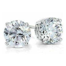2CT Round Cut Moissanite Solitaire Stud Earrings Sterling Silver Screw Back - £100.88 GBP