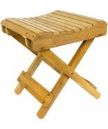 Bamboo Wooden Folding Step Stool Bench Seat - Shower &amp; Bathroom Foot Res... - £44.82 GBP