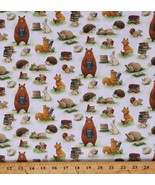 Cotton Animals Kids Foxes Rabbits Bunnies Squirrels Fabric Print By Yard... - $39.99