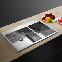 33&quot; x 22&quot; x 9&quot; Stainless Steel Double Bowl Kitchen Deep Sink Highly Reco... - £194.22 GBP