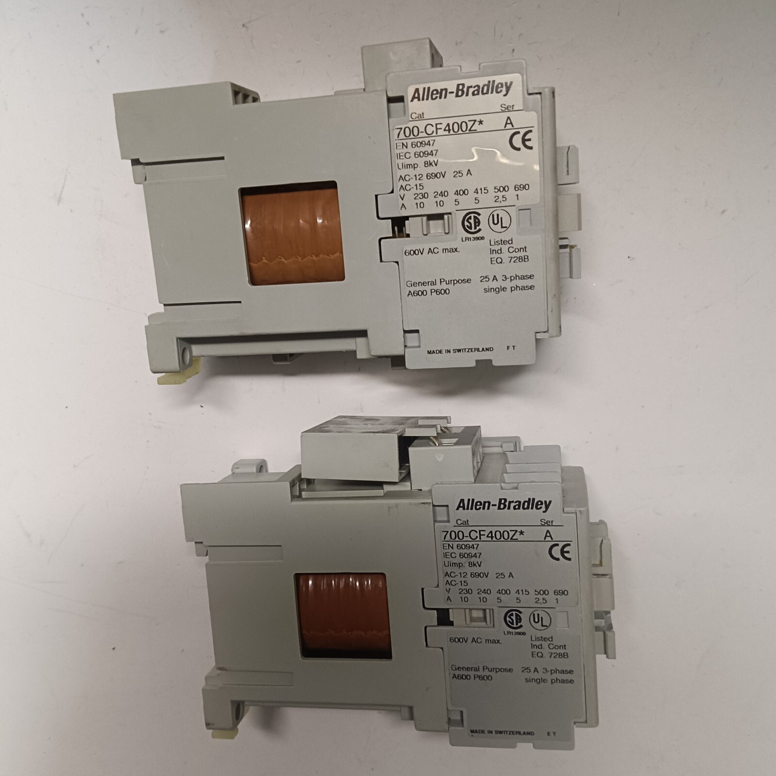 Allen-Bradley 700-CF400Z Relay Contactor 25A W/ 100-S Auxiliary Contacts... - $40.00