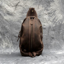 Men Vintage Shoulder Bag Sling Crossbody Chest Genuine Leather Travel Ba... - $23.99