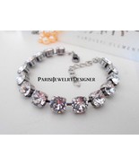 Diamond clear April birthstone tennis bracelet w/ Swarovski crystals - £30.97 GBP