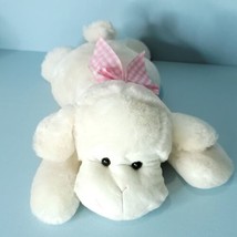 KELLYTOY Lamb Sheep Plush White Stuffed Animal With Pink Bow Tie Checkered 13&quot; - £17.88 GBP
