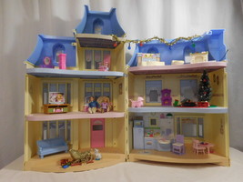 Loving Family Sweet Sounds Victorian Mansion Dollhouse Blue Roof + Chris... - $76.25