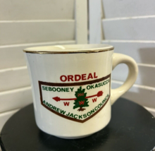 VINTAGE BOY SCOUTS COFFEE MUG ANDREW JACKSON COUNCIL SEBOONEY OKASUCCA 2... - £18.74 GBP