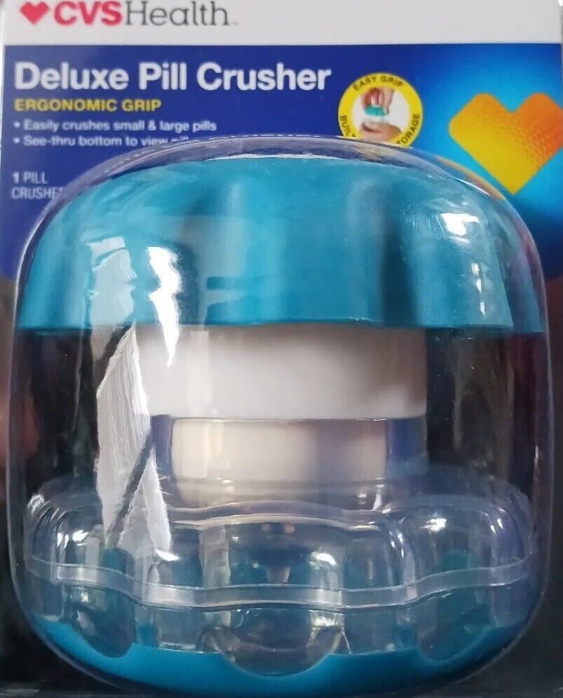 CVS Health DELUXE PILL CRUSHER EASY GRIP PILL BOX MEDICINE MEDICATION CASE - $4.95