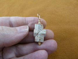 (CR502-42) 3/4&quot; Fairy Stone Pendant Christian Cross Staurolite Crystal Gold - £16.26 GBP