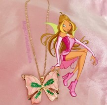 Winx Club Necklace Flora Fairy Wings Enchantix Butterfly Fairycore Pendant - £33.52 GBP