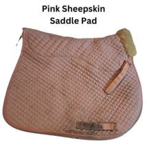 Pink All Purpose Saddle Pad Sheepskin Half Lined Underside USED image 2