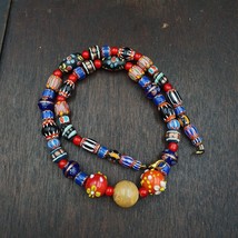 Venetian African Style Vintage unique Pattern Glass Beads Necklace WDK-11 - £49.66 GBP