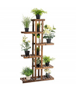 Outdoor Wood Flower Rack Plant Stand Shelves 11 Pots Bonsai Display Shel... - £56.28 GBP