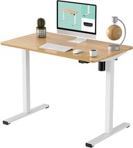 Flexispot Essential Adjustable Height Desk 40 X 24, White Frame + Maple Desktop - £186.61 GBP