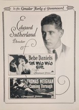 1925 Print Ad Silent Movie Director Edward Sutherland for Paramount Pictures - £18.19 GBP